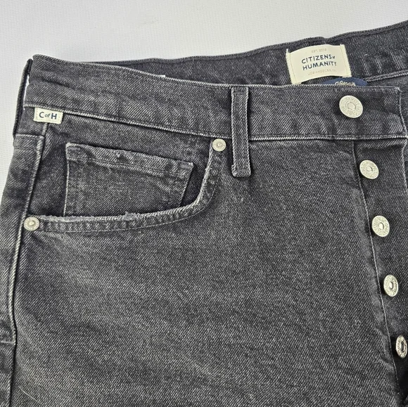Citizens of Humanity - Jolene High-Rise Straight Jeans Faded Black Distressed 31